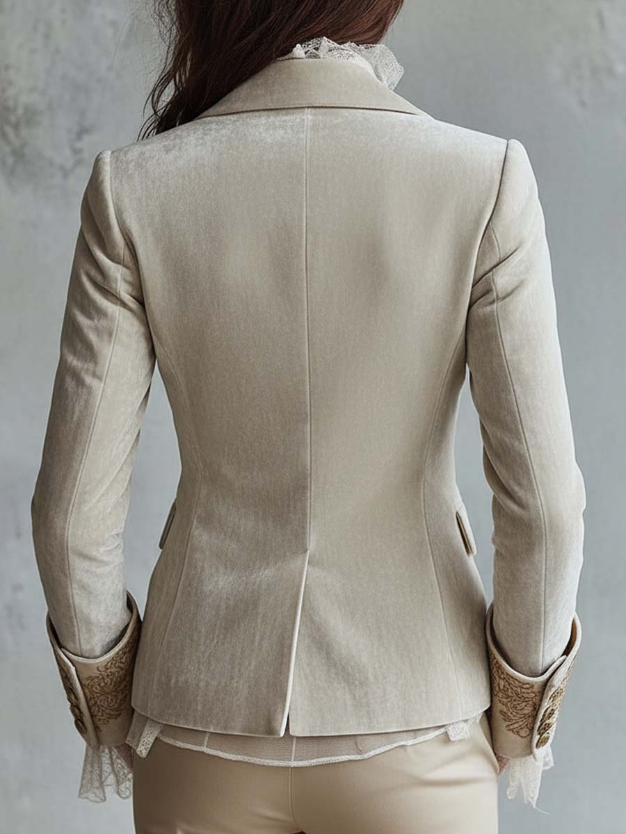 Blazer Tailored Ricamato Avorio da Donna