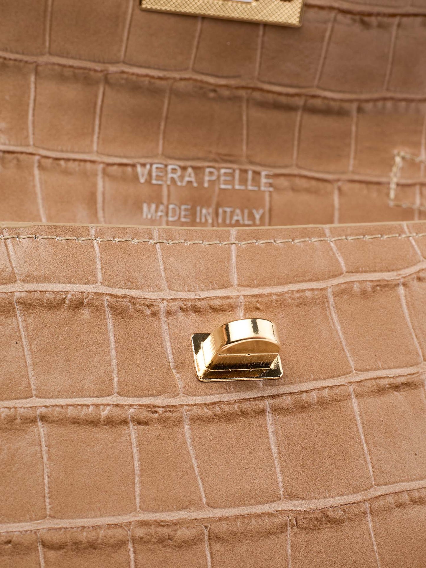 Borsa a Mano Mini in Pelle Stampa Coccodrillo – Cocco Taupe