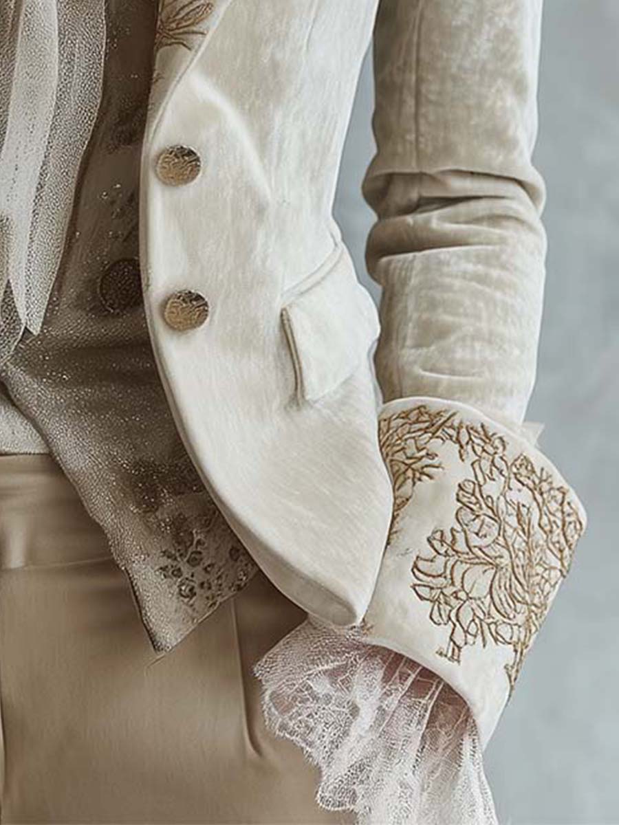 Blazer Tailored Ricamato Avorio da Donna