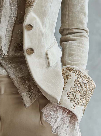 Blazer Tailored Ricamato Avorio da Donna