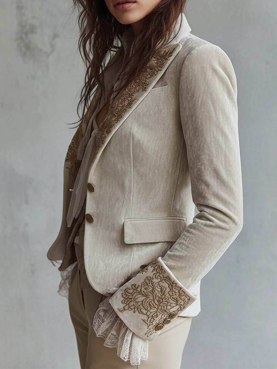 Blazer Tailored Ricamato Avorio da Donna
