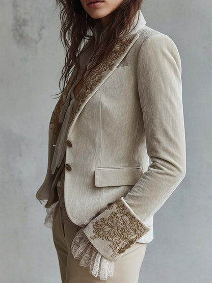Blazer Tailored Ricamato Avorio da Donna