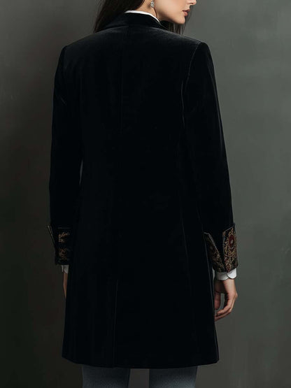 Blazer Slim Fit Nero con Stampa Barocca da Donna