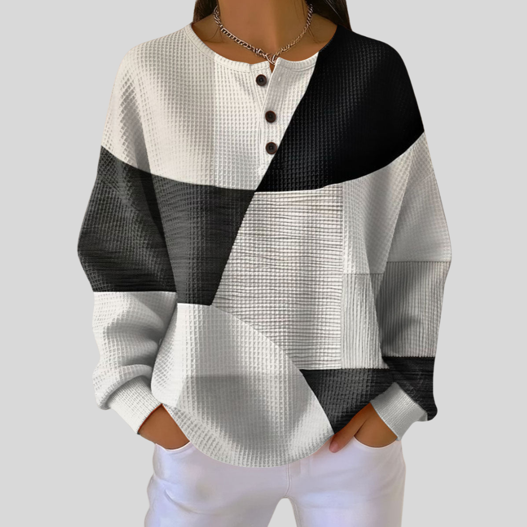 Laura™ | Felpa Henley in Maglia Waffle