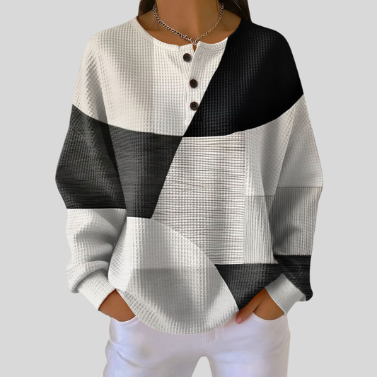 Laura™ | Felpa Henley in Maglia Waffle