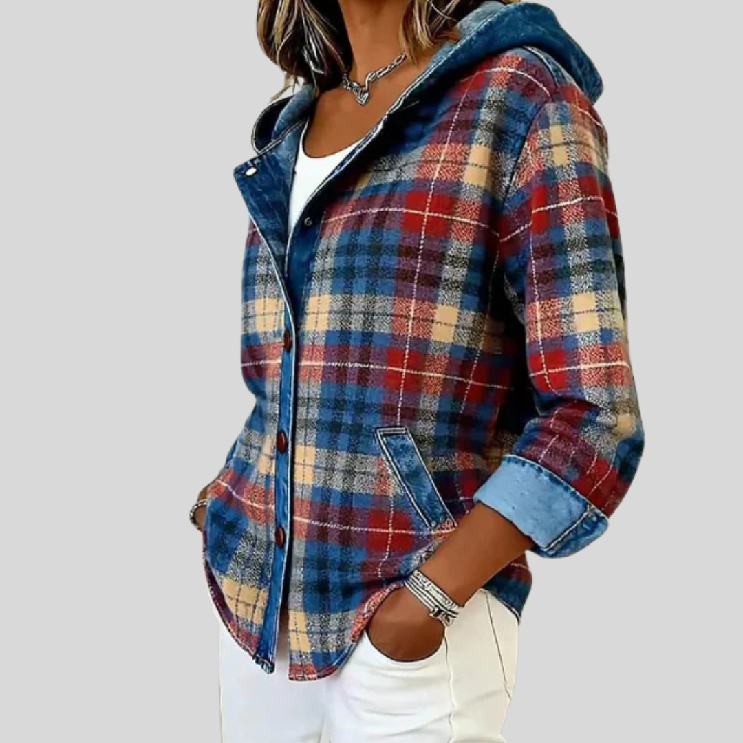 Roberta™ | Giacca a camicia con cappuccio a quadri