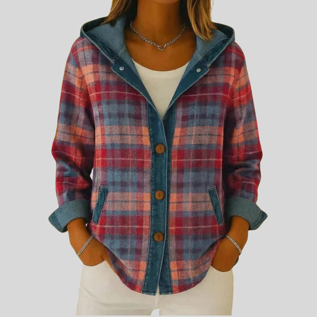 Lucia™ | Giacca a Camicia con Cappuccio a Quadri