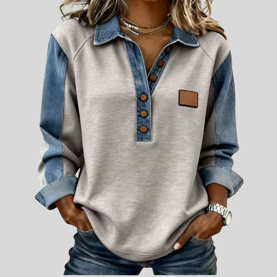 Simona™ | Pullover con Collo in Denim