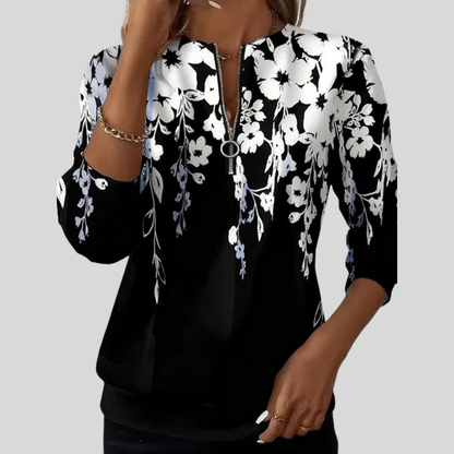 Paola™ | Felpa con zip e stampa floreale