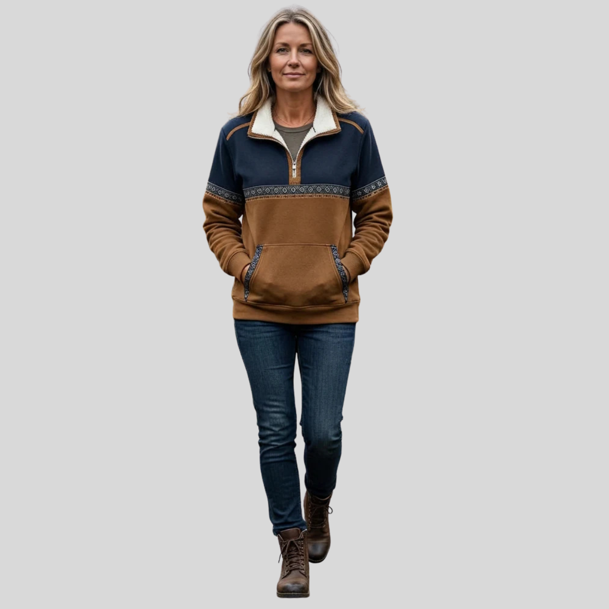 Silvia™ | Pullover con Collo Sherpa e Mezzo Zip