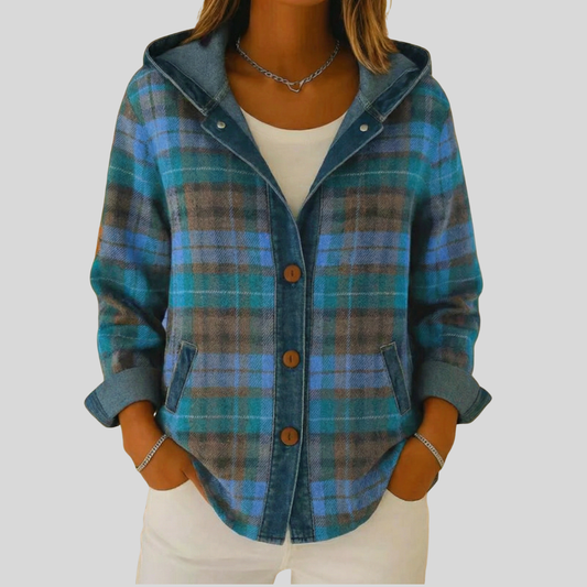 Claudia™ | Giacca a Camicia a Quadri con Cappuccio