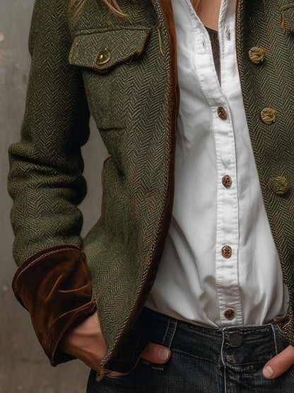 Blazer Vintage da Donna con Rifiniture a Zigzag
