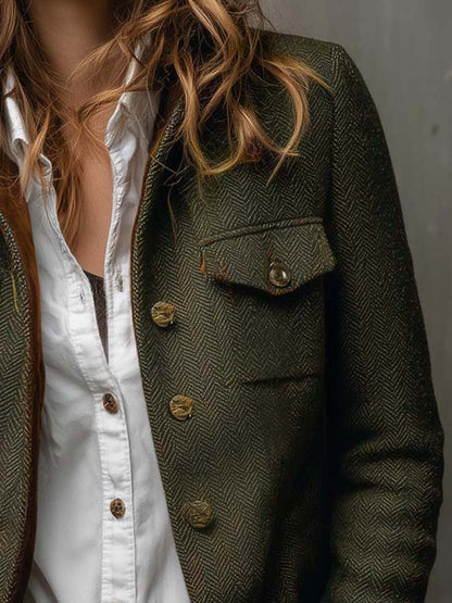 Blazer Vintage da Donna con Rifiniture a Zigzag
