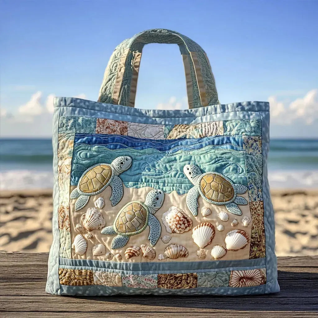 Borsa Tote Artigianale Trapuntata - Tartarughe Marine