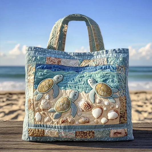 Borsa Tote Artigianale Trapuntata - Tartarughe Marine