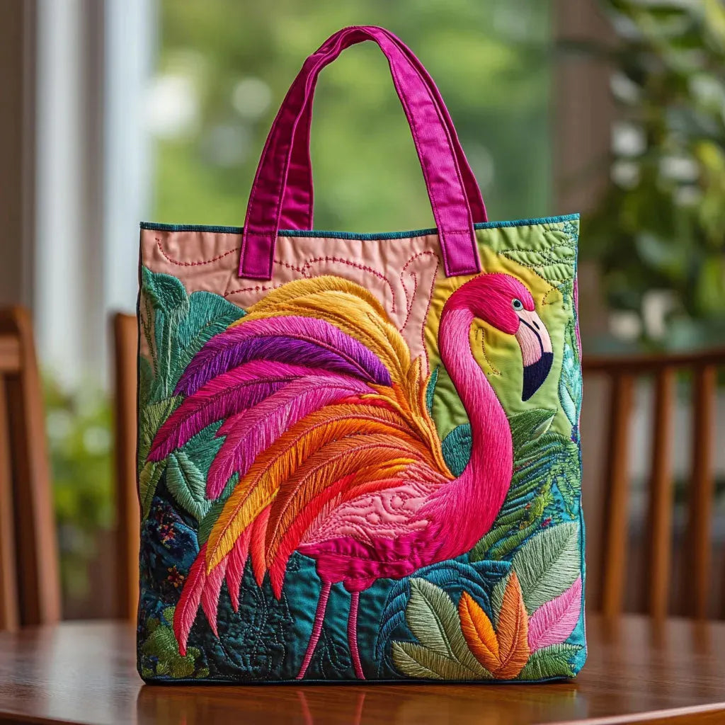 Borsa Tote Trapuntata - Fenicottero Arcobaleno