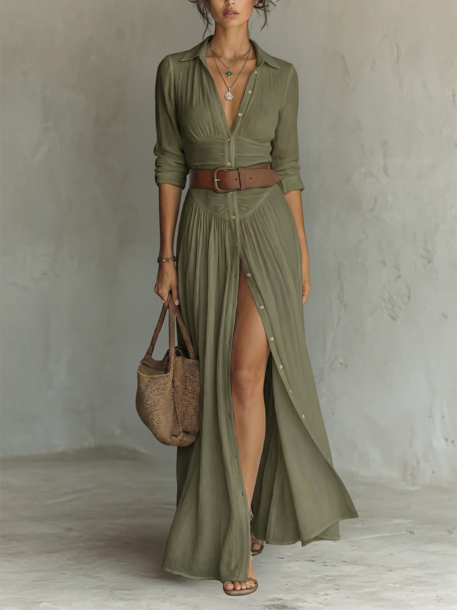 PRADIANA™ Vestido Camisero Signature