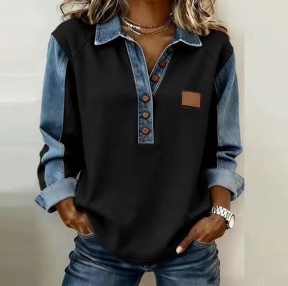 Simona™ | Pullover con Collo in Denim