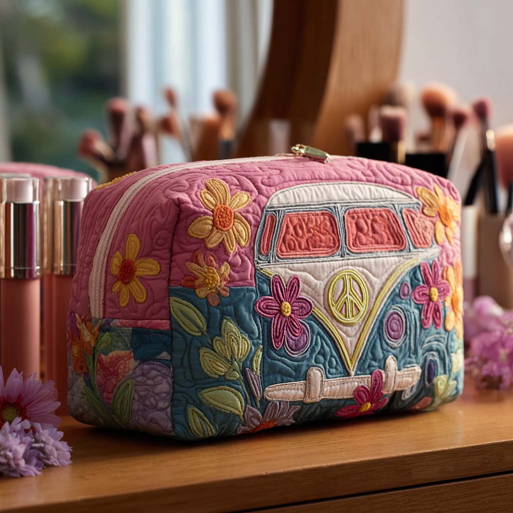Borsa per trucco trapuntata Retro Bloom Journey