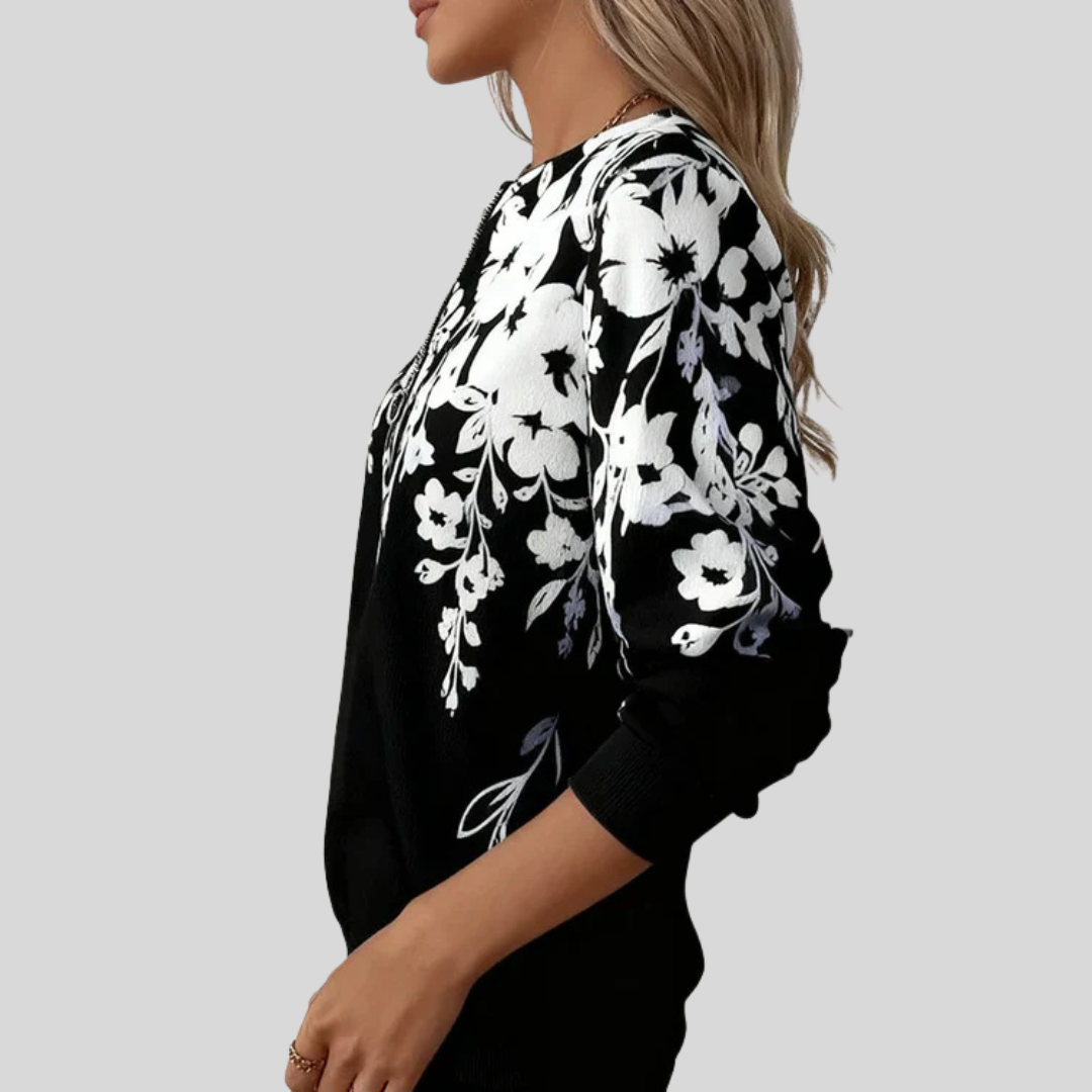 Paola™ | Felpa con zip e stampa floreale