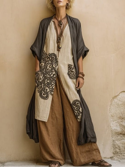 Completo donna tre pezzi bohemien taglio ampio stile nomade
