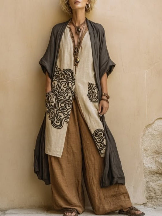 Completo donna tre pezzi bohemien taglio ampio stile nomade