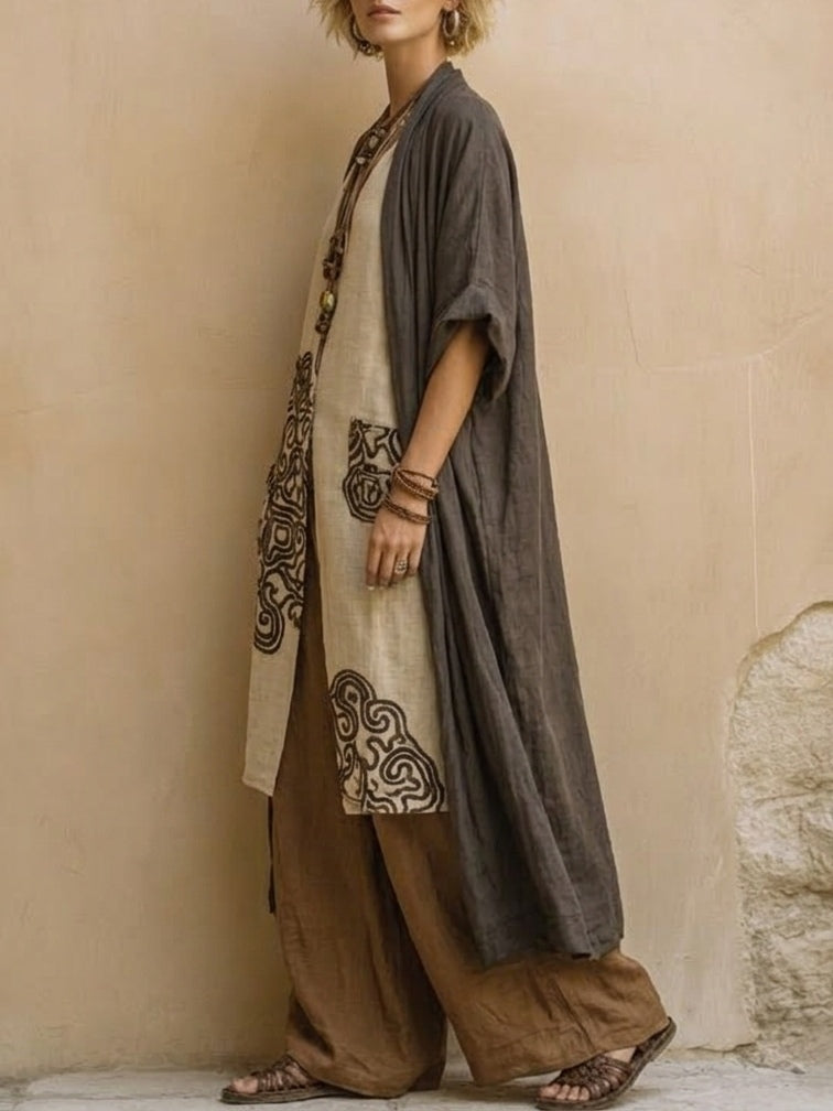 Completo donna tre pezzi bohemien taglio ampio stile nomade