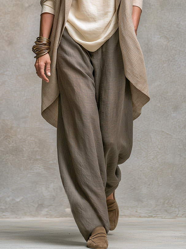 Completo donna tre pezzi effetto lino con pantaloni larghi