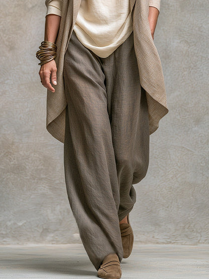 Completo donna tre pezzi effetto lino con pantaloni larghi