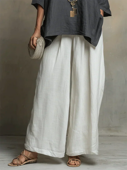 Completo Donna Lino Due Pezzi Ampio Casual Stile Estivo