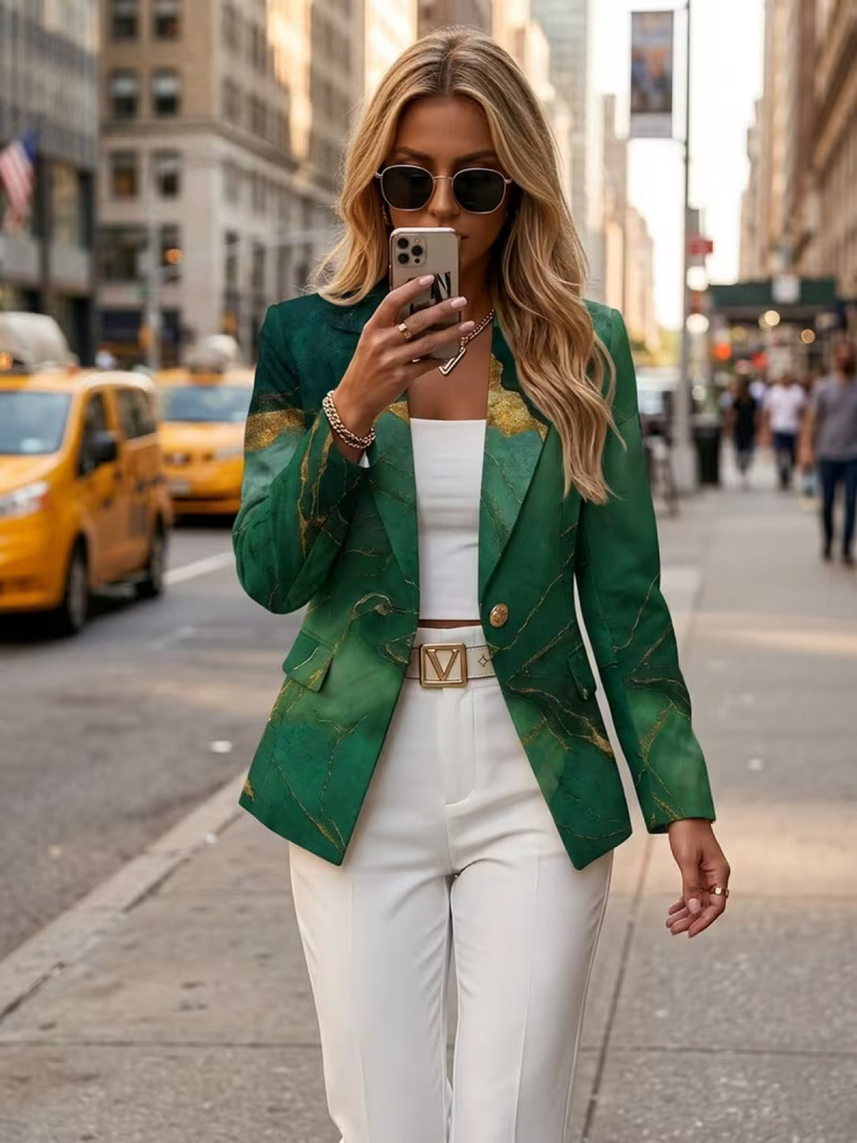 Silvia™ | Blazer in Marmo Verde Smeraldo