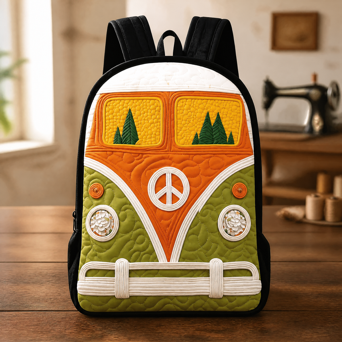 Mochila Acolchada Hippie con Símbolo de la Paz