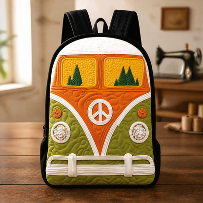 Mochila Acolchada Hippie con Símbolo de la Paz