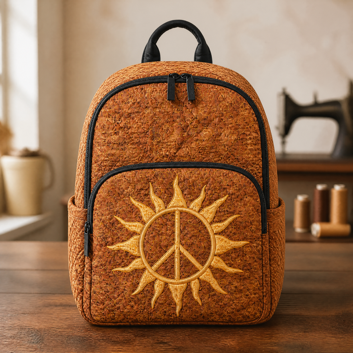 Mochila Acolchada con Sol y Símbolo de la Paz