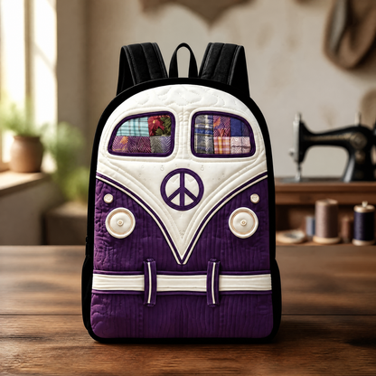 Mochila Acolchada Hippie Morada con Tirantes Negros
