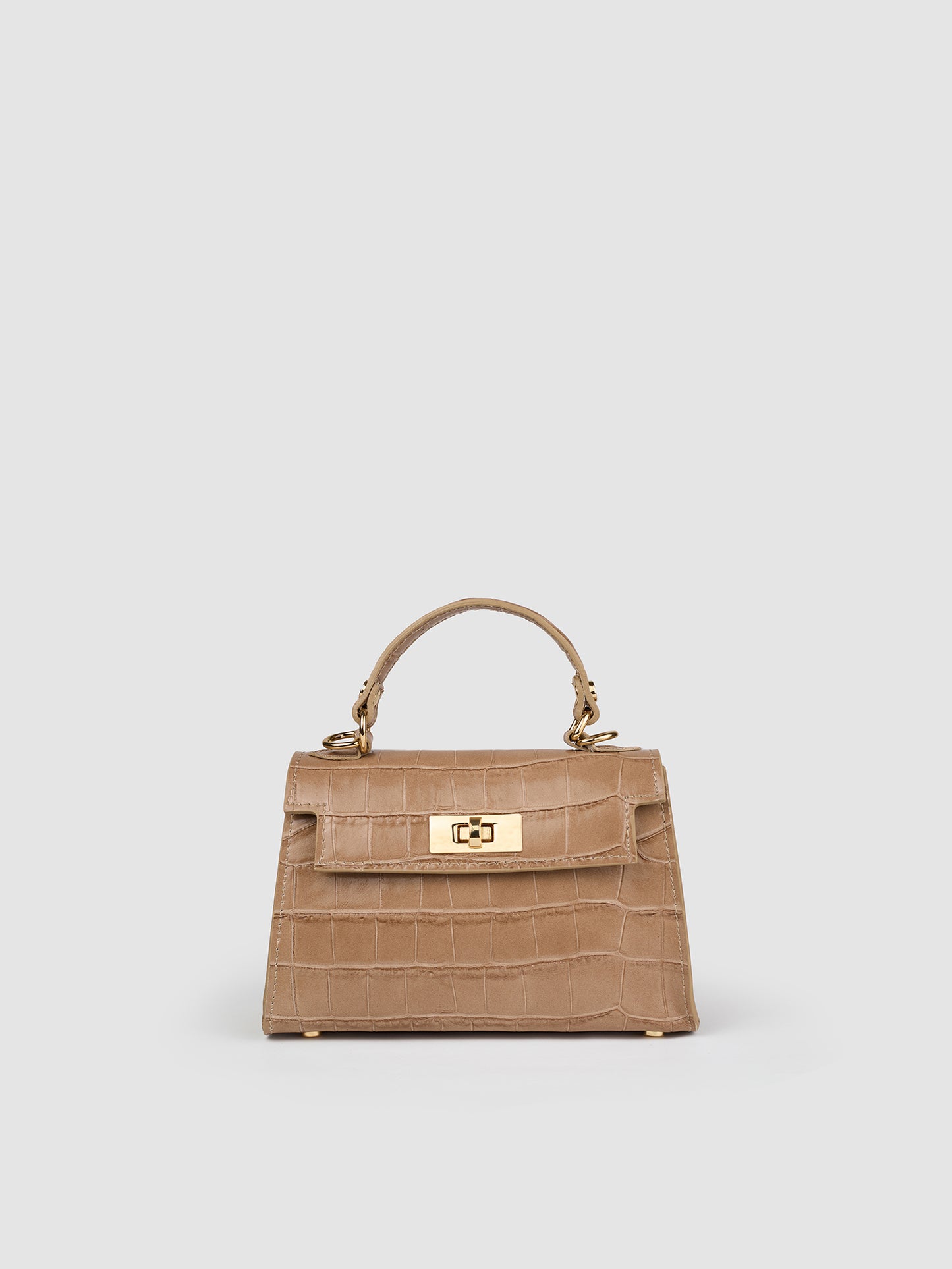 Borsa a Mano Mini in Pelle Stampa Coccodrillo – Cocco Taupe