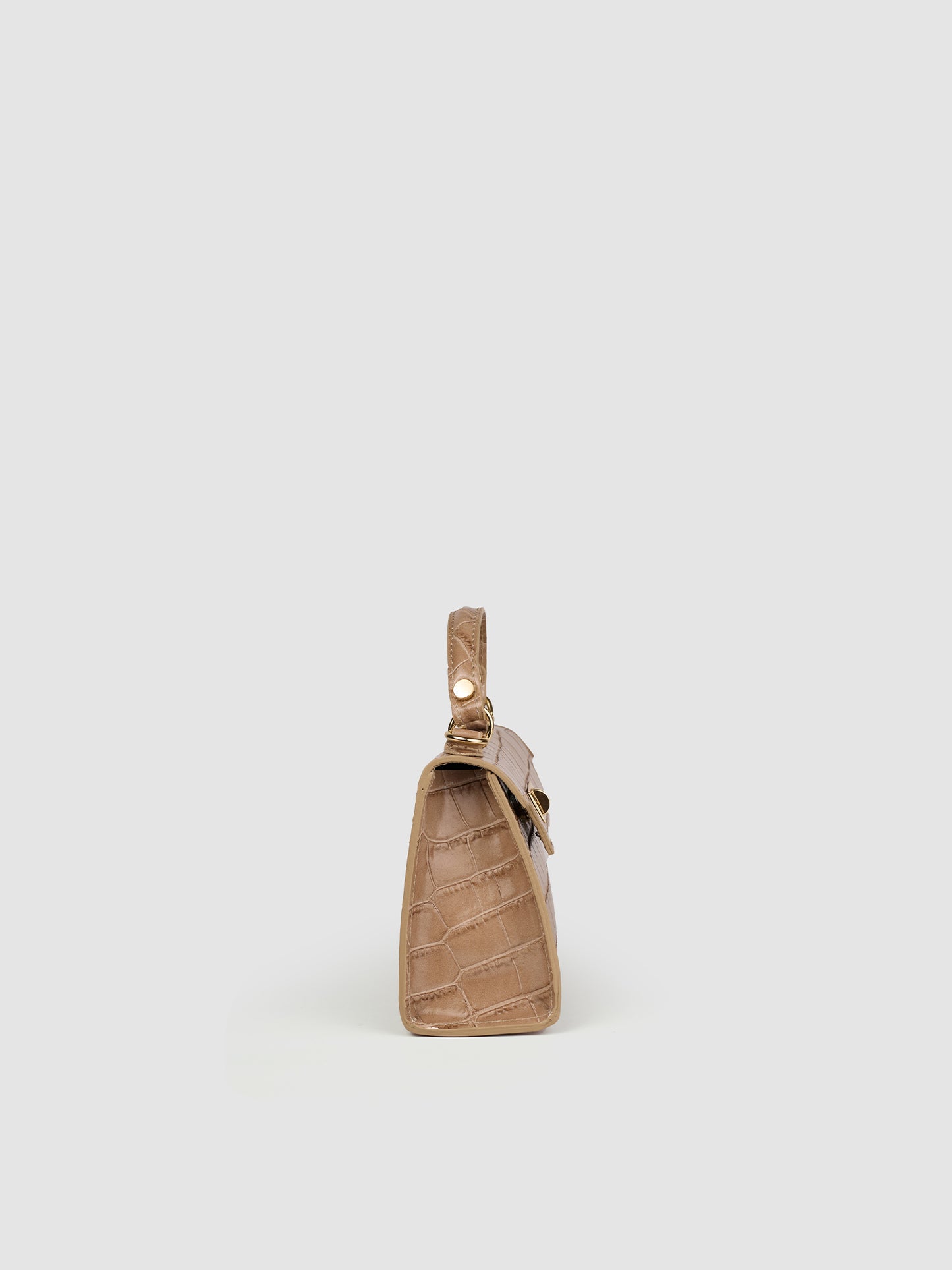 Borsa a Mano Mini in Pelle Stampa Coccodrillo – Cocco Taupe