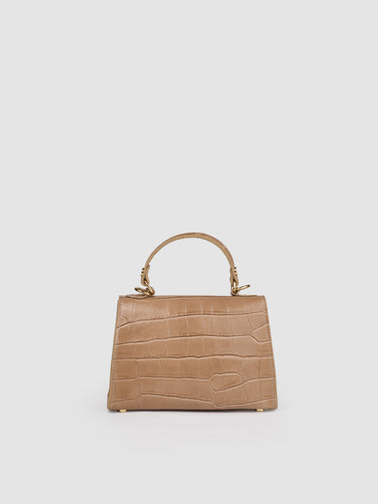 Borsa a Mano Mini in Pelle Stampa Coccodrillo – Cocco Taupe