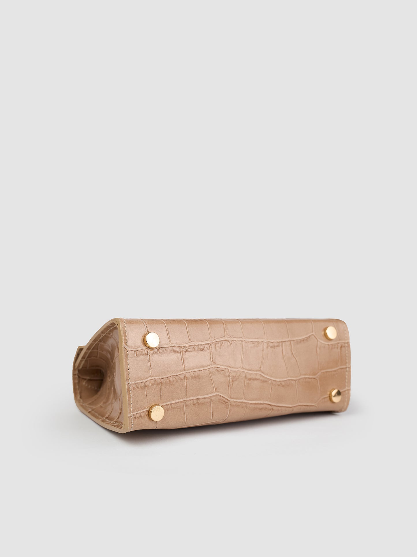 Borsa a Mano Mini in Pelle Stampa Coccodrillo – Cocco Taupe