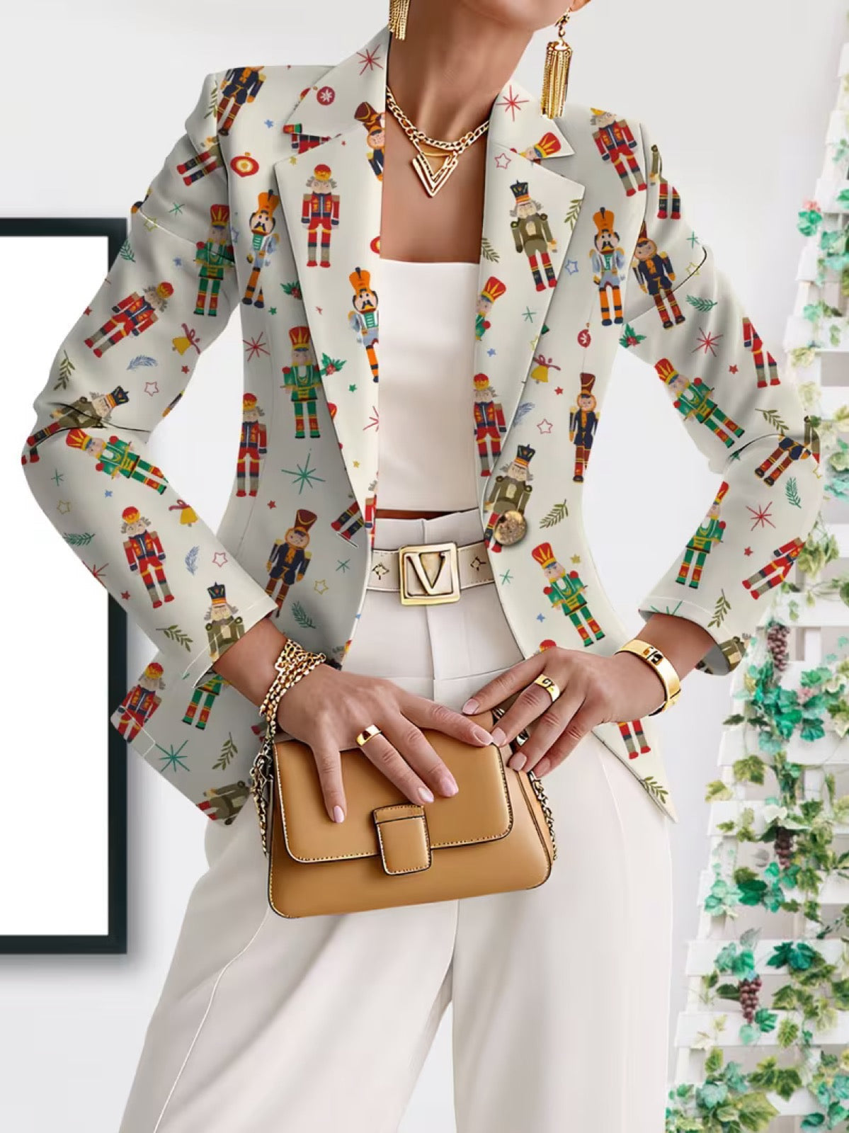 Stefania™ | Blazer con Stampa di Schiaccianoci